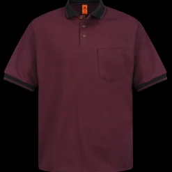 Red Kap Men's Short Sleeve Performance Knit® Twill Polo Burgundy / Black Hot