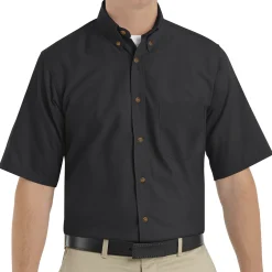Red Kap Men's Short Sleeve Poplin Dress Shirt Black Outlet