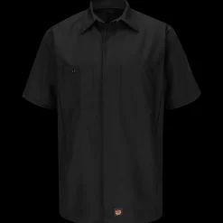 Red Kap Men's Short Sleeve Solid Crew Shirt Black New