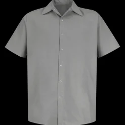 Red Kap Men's Short Sleeve Specialized Pocketless Work Shirt Light Grey Outlet