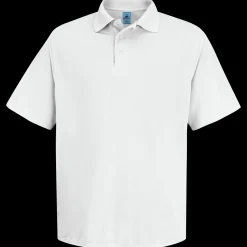 Red Kap Men's Short Sleeve Spun Polyester Pocketless Polo White New