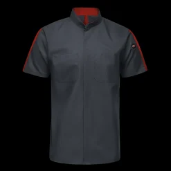 Red Kap Men's Short Sleeve Two Tone Pro+ Work Shirt with OilBlok and MIMIX® Charcoal / Fireball Hot