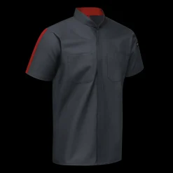 Red Kap Men's Short Sleeve Two Tone Pro+ Work Shirt with OilBlok and MIMIX® Charcoal / Fireball Hot