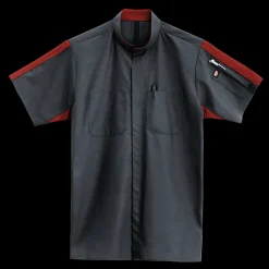 Red Kap Men's Short Sleeve Two Tone Pro+ Work Shirt with OilBlok and MIMIX® Charcoal / Fireball Hot