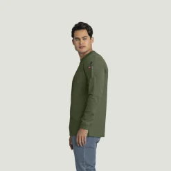 Red Kap Men's Slim Fit Cotton Long Sleeve Pocket T-Shirt Heather Dark Forest Sale