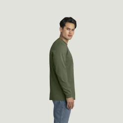 Red Kap Men's Slim Fit Cotton Long Sleeve Pocket T-Shirt Heather Dark Forest Sale