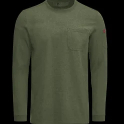 Red Kap Men's Slim Fit Cotton Long Sleeve Pocket T-Shirt Heather Dark Forest Sale