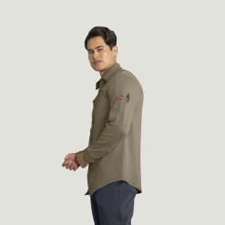 Red Kap Men's Snap Front Jersey Long Sleeve Work Shirt Fallen Rock New