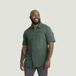 Red Kap Men's Snap Front Jersey Short Sleeve Work Shirt Dark Forest Online