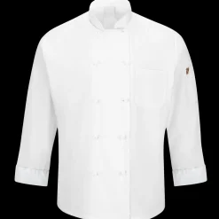 Red Kap Men's Ten Knot Button Chef Coat with OilBlok + MIMIX® White Best