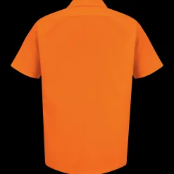 Red Kap Short Sleeve Enhanced Visibility Work Shirt Fluorescent Orange Fashion