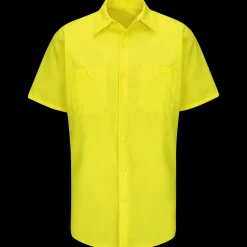 Red Kap Short Sleeve Enhanced Visibility Ripstop Work Shirt Fluorescent Yellow Sale