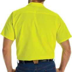 Red Kap Short Sleeve Enhanced Visibility Ripstop Work Shirt Fluorescent Yellow Sale
