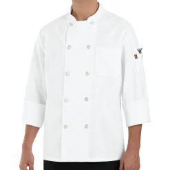 Red Kap Ten Pearl Button Chef Coat White Clearance