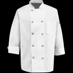 Red Kap Ten Pearl Button Chef Coat White Outlet