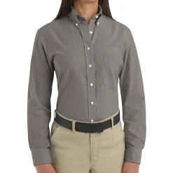 Red Kap Women's Long Sleeve Executive Oxford Dress Shirt Grey Sale
