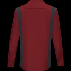 Red Kap Women's Long Sleeve Performance Plus Shop Shirt with OilBlok Technology Fireball Red / Charcoal Mesh Online