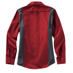 Red Kap Women's Long Sleeve Performance Plus Shop Shirt with OilBlok Technology Fireball Red / Charcoal Mesh Online