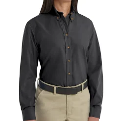 Red Kap Women's Long Sleeve Poplin Dress Shirt Black New