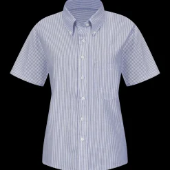 Red Kap Women's Short Sleeve Executive Oxford Dress Shirt Blue / White Stripe Best