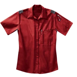 Red Kap Women's Short Sleeve Performance Plus Shop Shirt with OilBlok Technology Fireball Red / Charcoal Mesh Sale