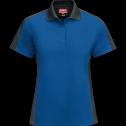 Red Kap Women's Short Sleeve Performance Knit® Two-Tone Polo Royal Blue / Charcoal Sale